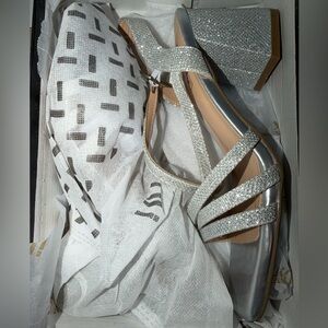 Silver Glitter Strappy Heels